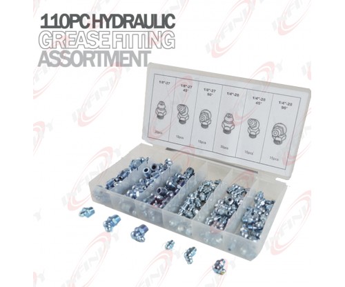  110PC SAE Hydraulic Grease Fitting Assortment Set Lube Lubrication Zerk Fittings
